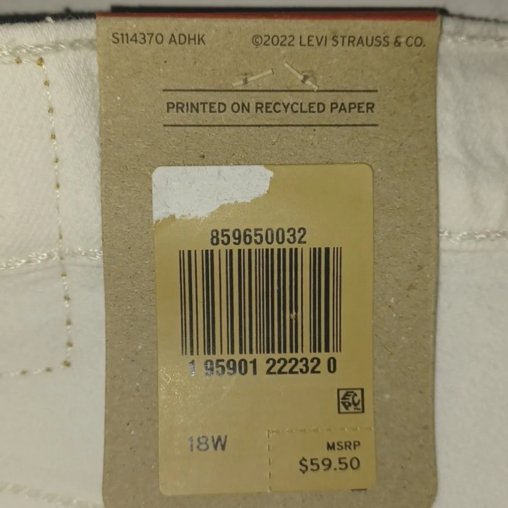 Levi's 501 Button-Fly Shorts White Size-18W NWT - Picture 5 of 5